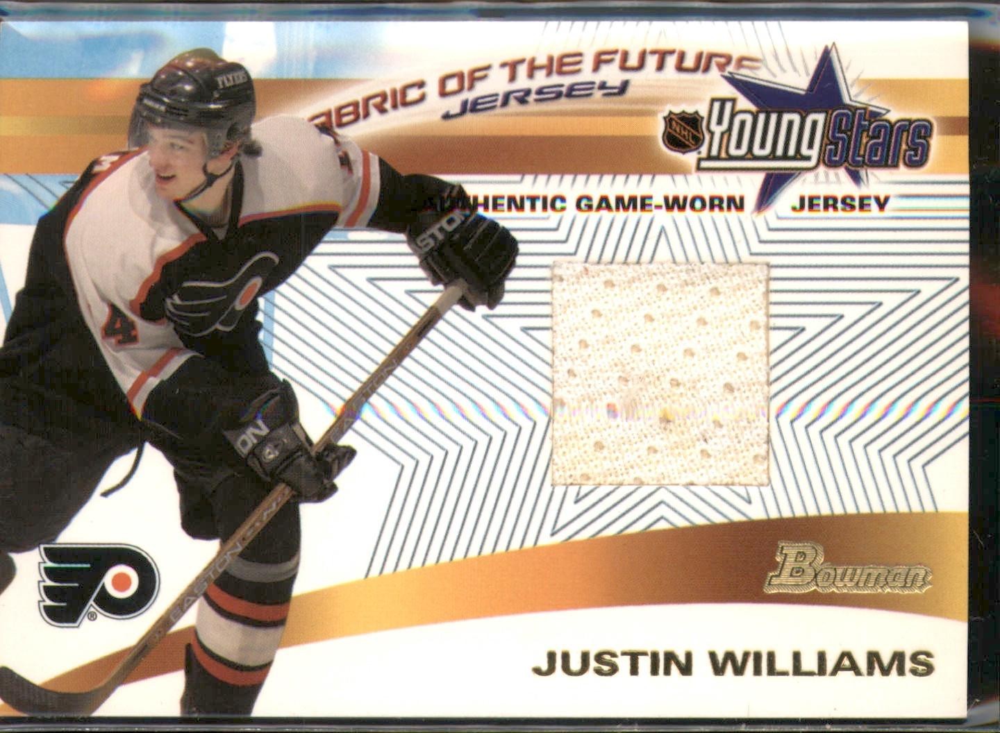 2001-02 Bowman Justin Williams Fabric of the Future Game Used Jersey RC