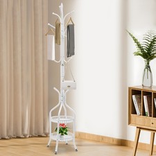 Coat Hanger Stand Max Load About 15kg Metal Coat Rack 31 31 185cm White Hat Rack