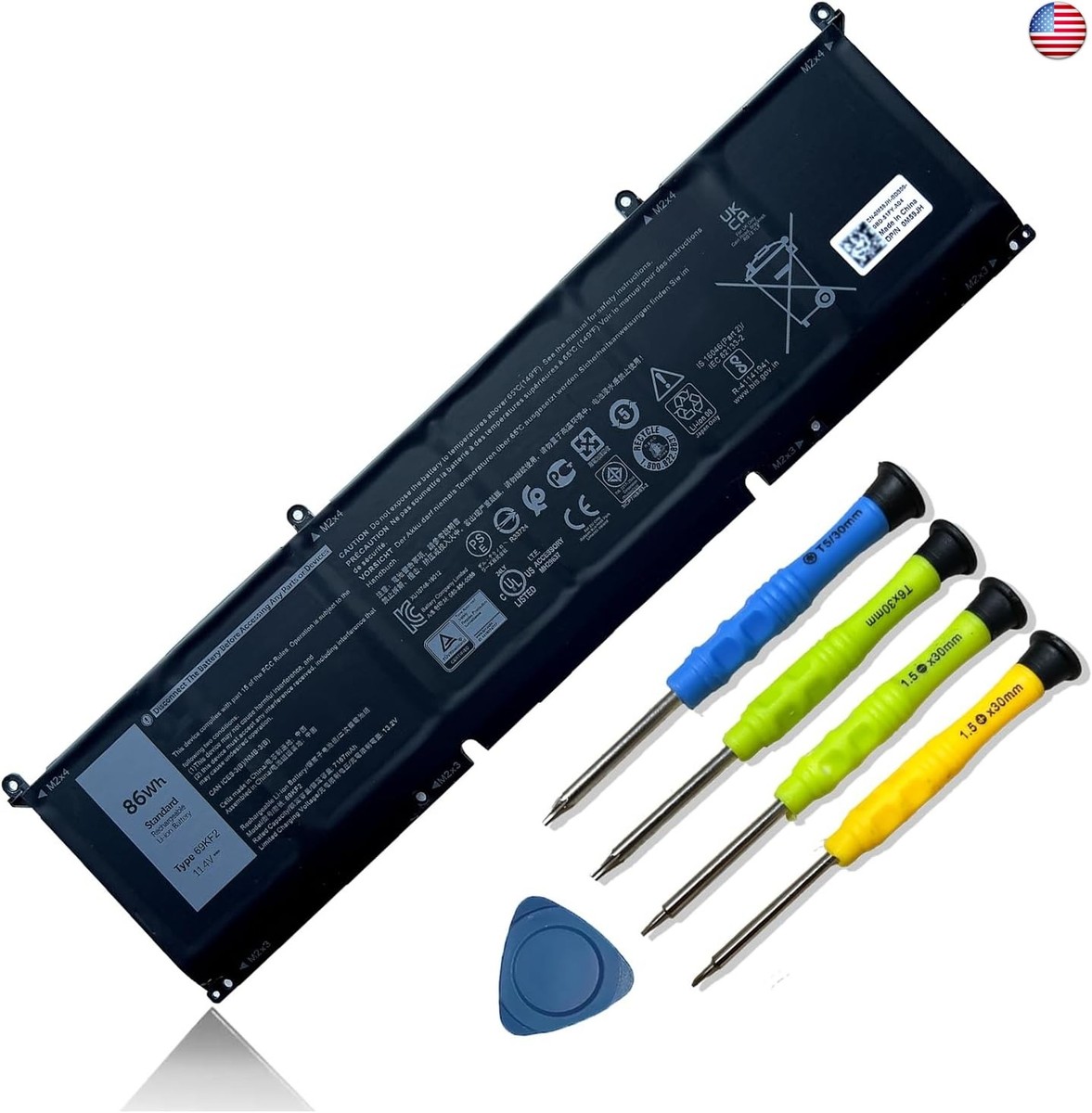 86Wh 69KF2 6-Cell Battery Replacement for Dell XPS 15 9500 9510