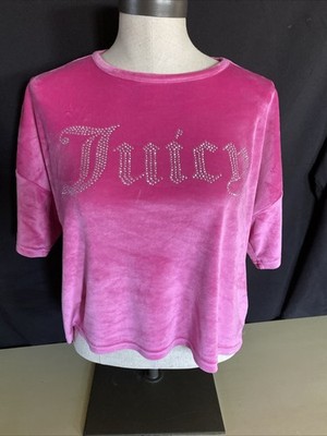 JUICY COUTURE Rhinestone Velour SS Top Super Comfy! Pink XL