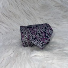 Henry Grethel 100% Silk Tie Blue & Purple Paisley Pattern Made in USA