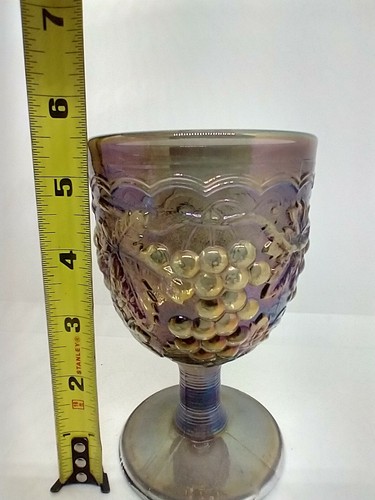Imperial Glass Goblet Smoke Carnival Glass Hanging Grape - Picture 6 of 9