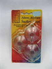 Adams Medium Suction Cups Hooks 3 Count 1989 Surface Hanger Hanging Retro New