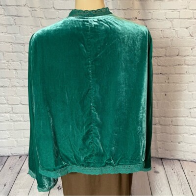 New Free People Velvet Bed Everglade Green Viscose Jacket Size XS