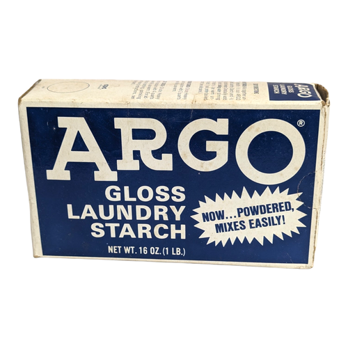 Vintage Argo New Old Stock Powdered Gloss Laundry Starch 16 oz Blue Box
