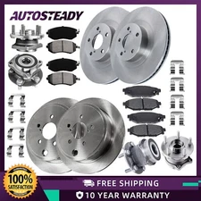 Front Rear Wheel Hub Bearing Brake Rotor Pad Kit for 2008 - 2011 Impreza