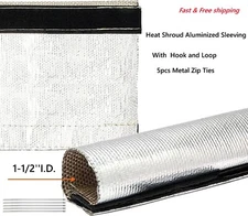 Heat Shroud Aluminized Sleeving Heat Shield fuel line wire heat sleeve1-1/2''I.D