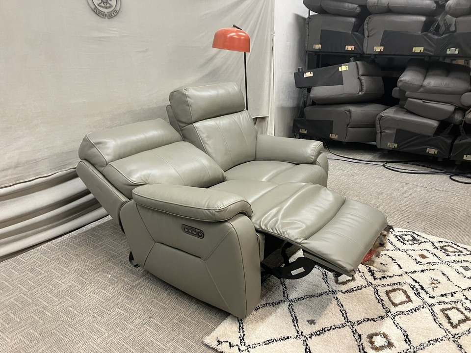 DFS Navona 2 Seater Power Recliner Sofa in Nevada Grey Leather RRP £