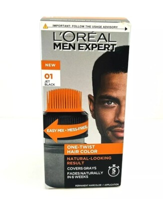 2 Boxes L'Oreal Paris Men Expert One-Twist  Permanent Hair Color Jet Black New