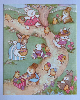 Vintage Gibson Greetings Easter Bunny Family Sticker Sheet Chicks Eggs