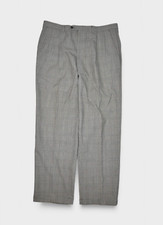 Valentino Uomo Pants Mens 36x31 Wool Pleated Trousers Grey Glen Check Italy