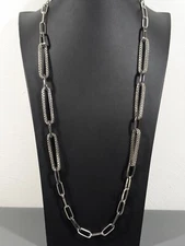 RJ Graziano Gray Silver Tone Oval Chain Link Long Statement Necklace 38 inch
