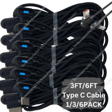 90 Degree Right Angle USB C Fast Charger Cable 3FT 6Ft Type C Cord For Samsung