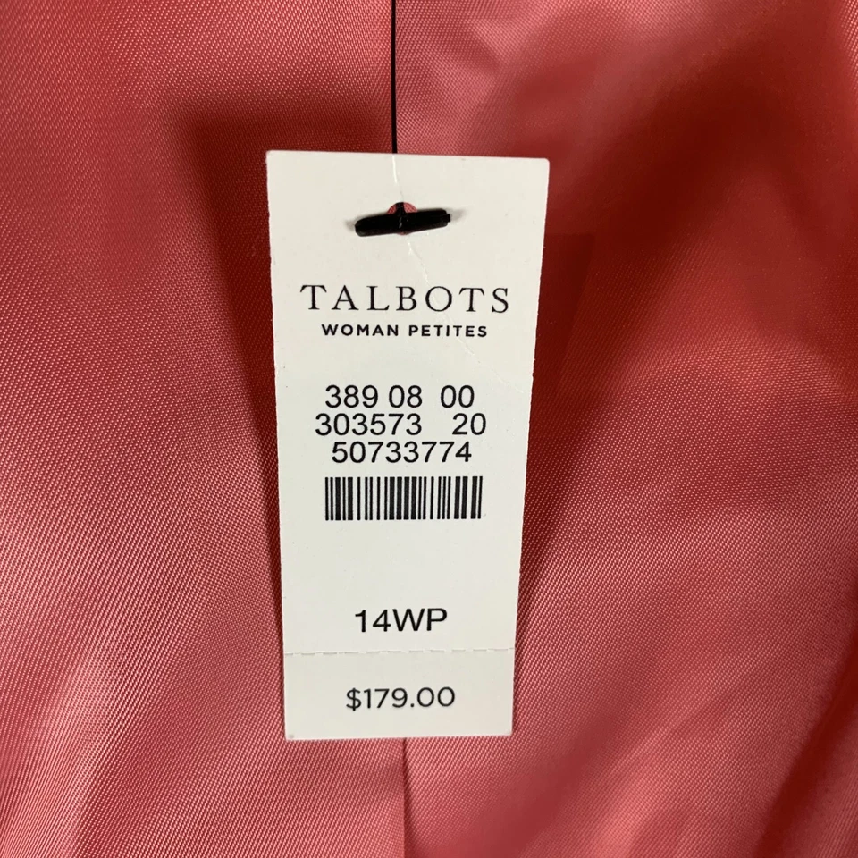 Talbots Blazer Women's 14P Peach 100% Linen Pockets Open-Front 6601 - Image 3 of 4