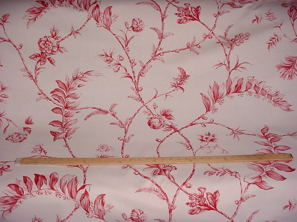 Tela de tapicería floral estampada roja con sello de Salomón 2-1/4 años GP & J Baker A1039 Foto 3 de 4