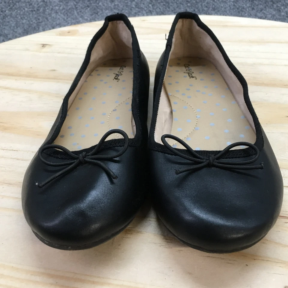 Zapatos planos de ballet Cat & Jack juveniles 4 sin cordones negros imitación cuero cómodos redondos Foto 4 de 4