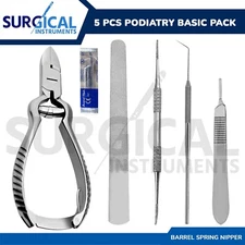 5 Pcs Podiatry Basic Pack Set Barrel Spring Surgical Instrument Kit German Grade