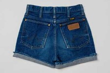 Vintage Wrangler High Waisted Dark Denim Western Cut Off Jean Shorts W 26