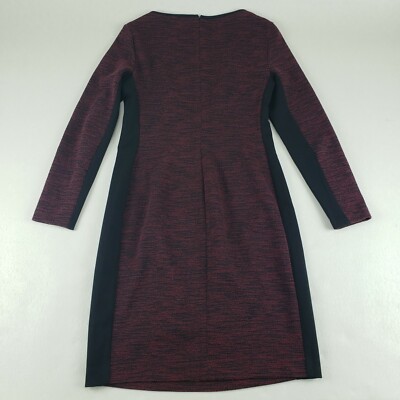 Lauren Ralph Lauren Ruched Jersey Dress Burgundy Womens 10 Long Sleeve  Sheath | eBay