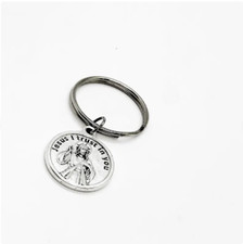 Jesus I Trust In You Prayer Charm Keychain, Give Us Thy Mercy, Faith Gift