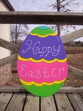 LARGE HAPPY EASTER EGG Yard Art Decoration
