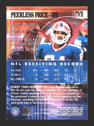 2000 TOPPS FINEST FOOTBALL BASE & INSERTS / SEE DROP DOWN MENU 4 CARD U  RECEIVE - Picture 116 of 328
