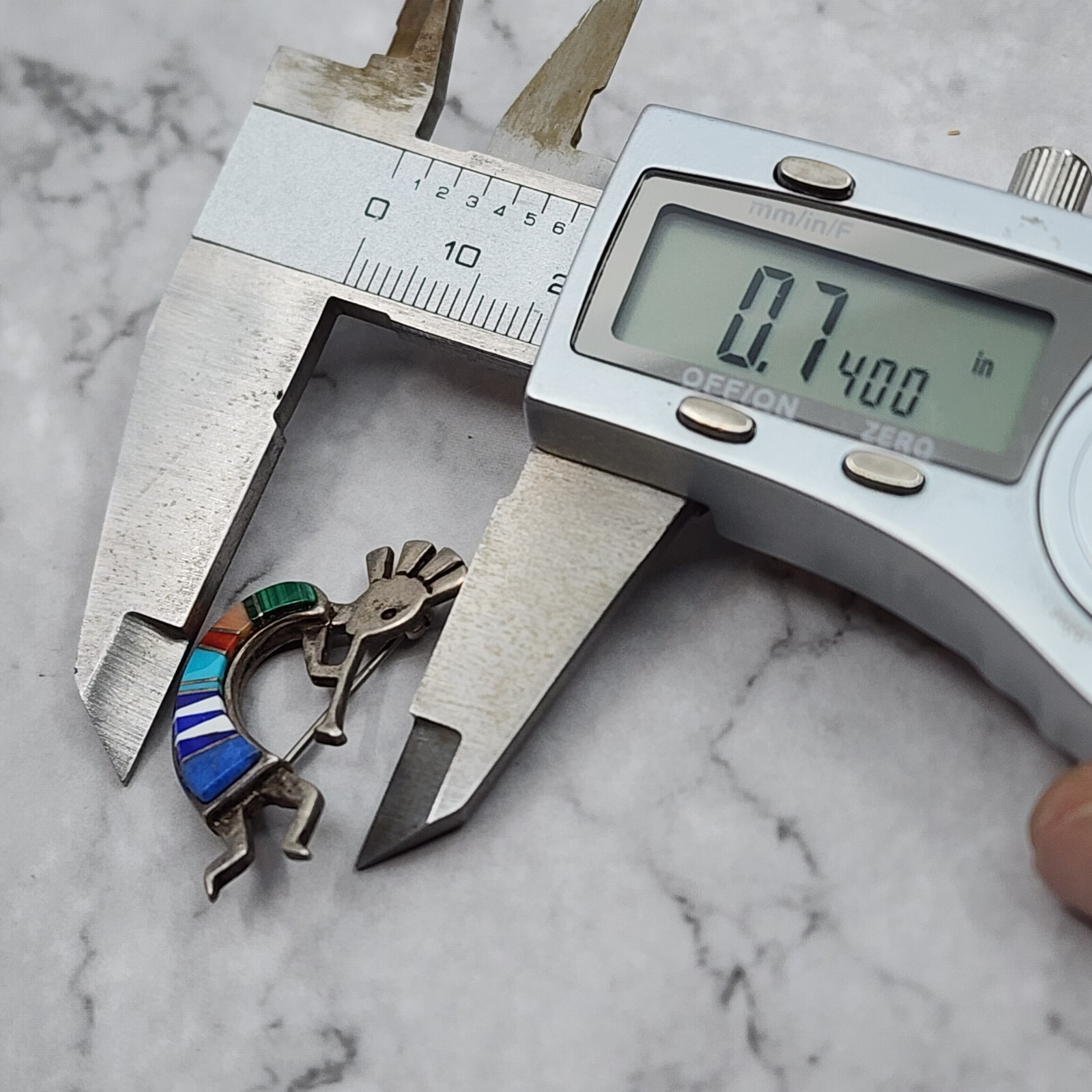 Signed Vintage Native Sterling Silver Multi Stone… - image 7