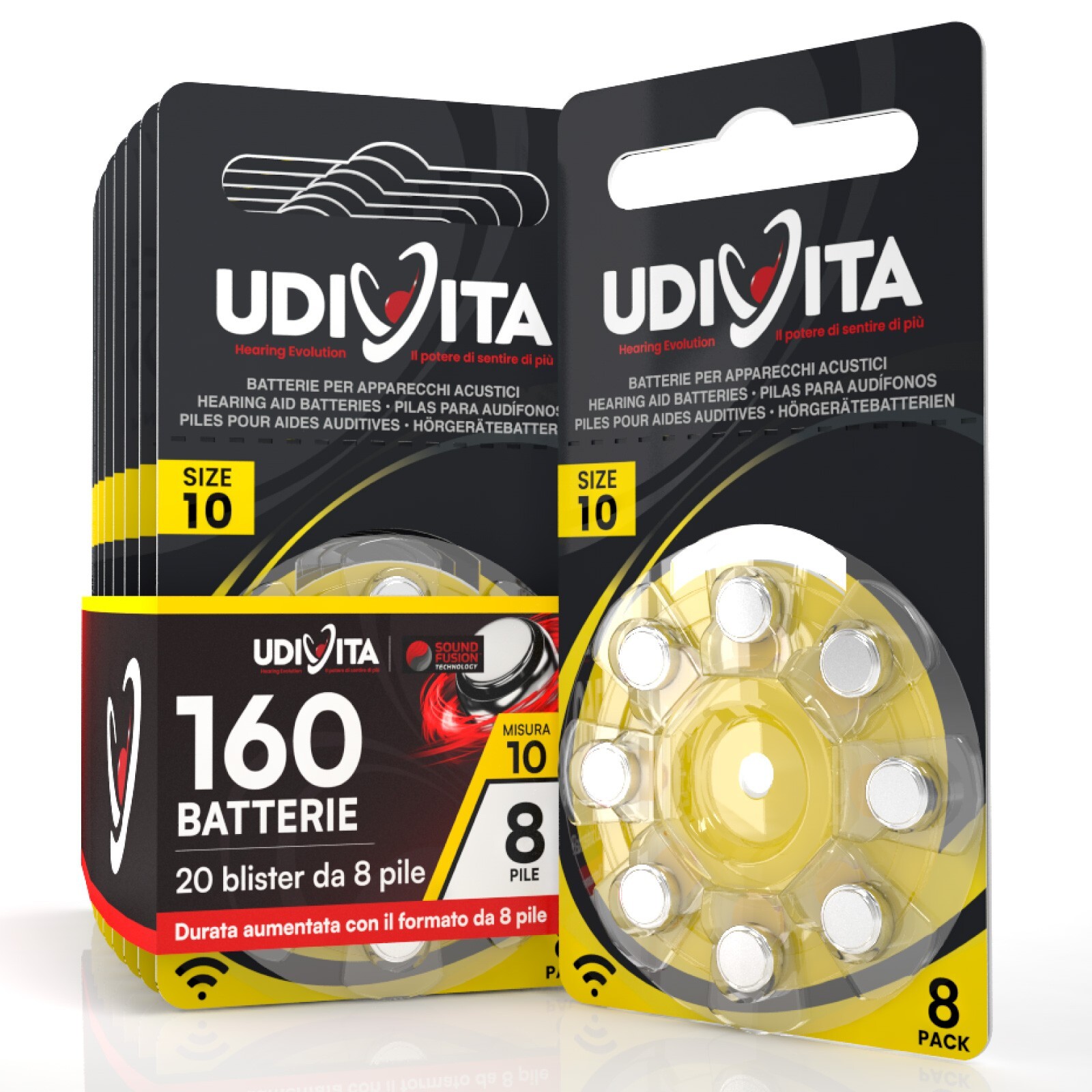 Kit 160 Pile Zinco-Aria UDIVITA 10 PR70 per Protesi Acustiche Digitali