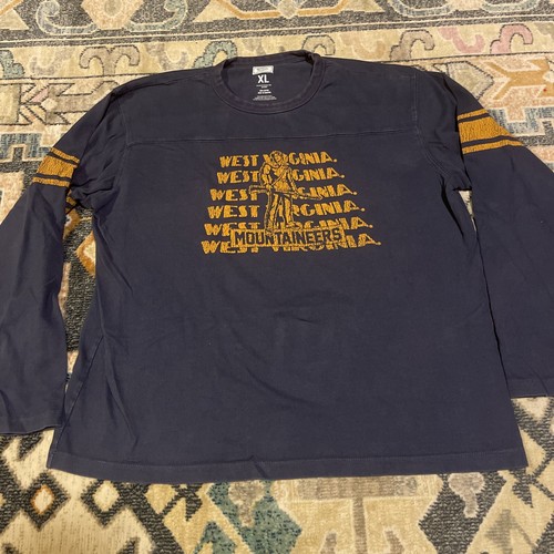 WVU West Virginia Mountaineers Navy Blue Tailgate Long Sleeve T Shirt Size XL