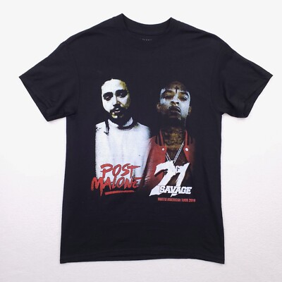 Post Malone 21 Savage Shirt Mens Small Black North American Tour 2018 Concert T