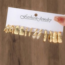 6 Pairs Chunky Gold Hoop Earrings Mixed Gold Earrings for Women Trendy Jewelry