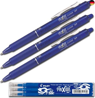 Pilot Tintenroller Frixion Ball Clicker, radierbar 0,7mm (3 Stifte + Minen,