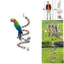 87-Inch Colorful Cotton Rope Bungee Perch for Large  Medium Parrots