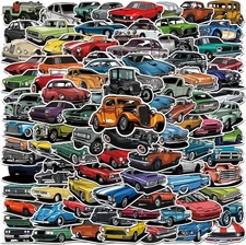 100pcs Classic Car Stickers Cartoon Vinyl Waterproof for Multi 