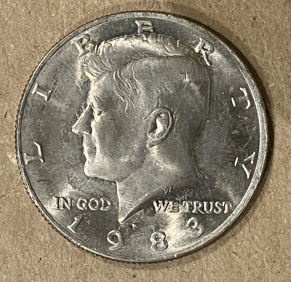 1983 P KENNEDY HALF DOLLAR VERY STRONG HEAVY CLASH DIES OBV & REV BU GEM F1041 - Image 3 of 4