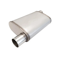 Exhaust Muffler Resonator 3.0 Offset In  3.0 Offset Out Stainless Steel