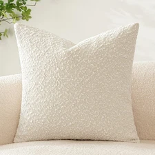 Pack of 1 Decorative Boucle Throw Pillow Covers Textured Square Euro Pillowca...