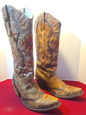 Corral Women's Aztec Embroidered Snip Toe Cowgirl Boot C2872 Size 6.5 M EXC