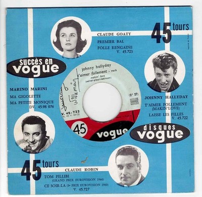 Johnny HALLYDAY Love You Crazy Original Tasche Blau 45 Umdrehungen 7'' SP