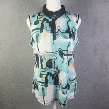 Jamie Sadock Top Womens Medium Multicolor 1/4 Zip Sleeveless Active Golf Preppy