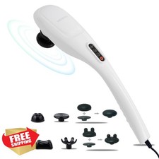 MEGAWISE Handheld Back Massager, Deep Tissue Percussion, Pearl White