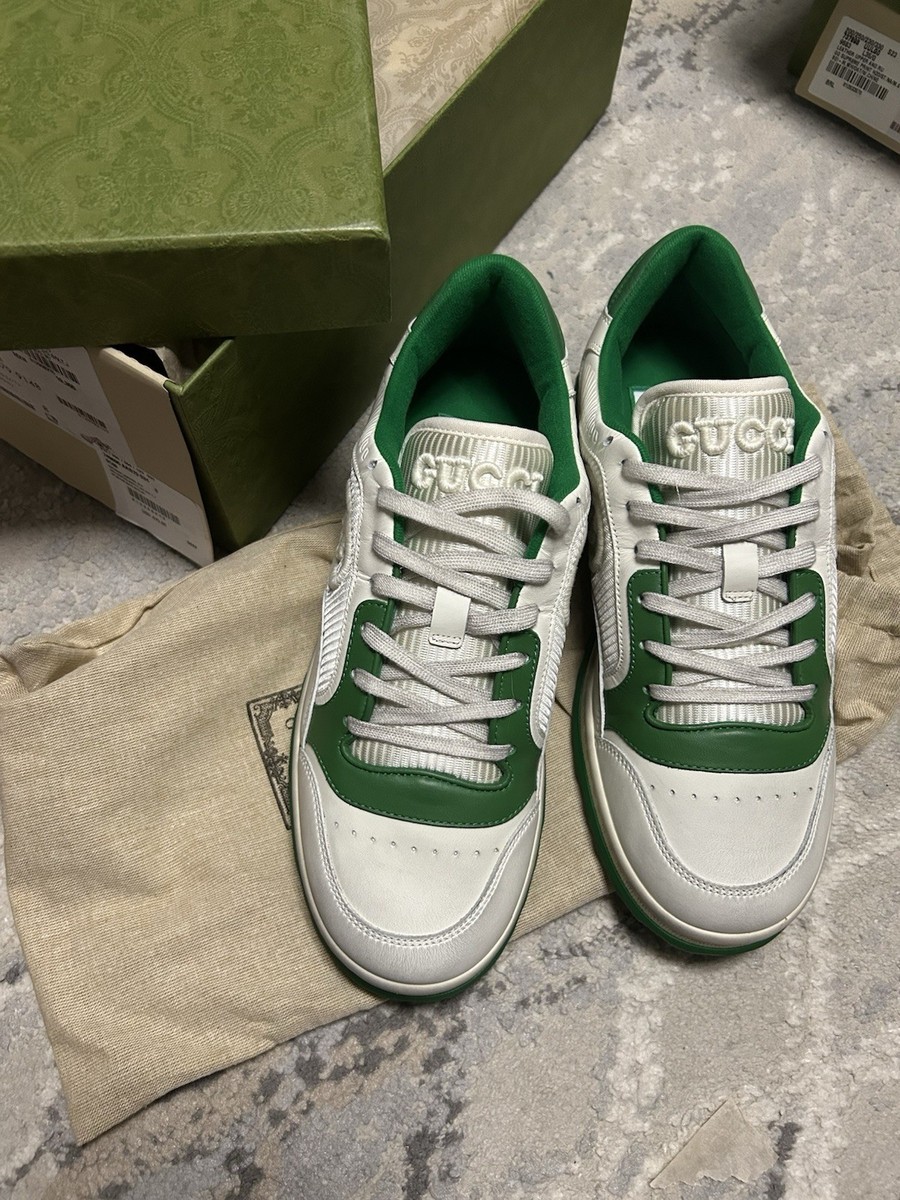 New GUCCI MAC80 Low-top Board Shoes Men's Off White Green SZ 8/US