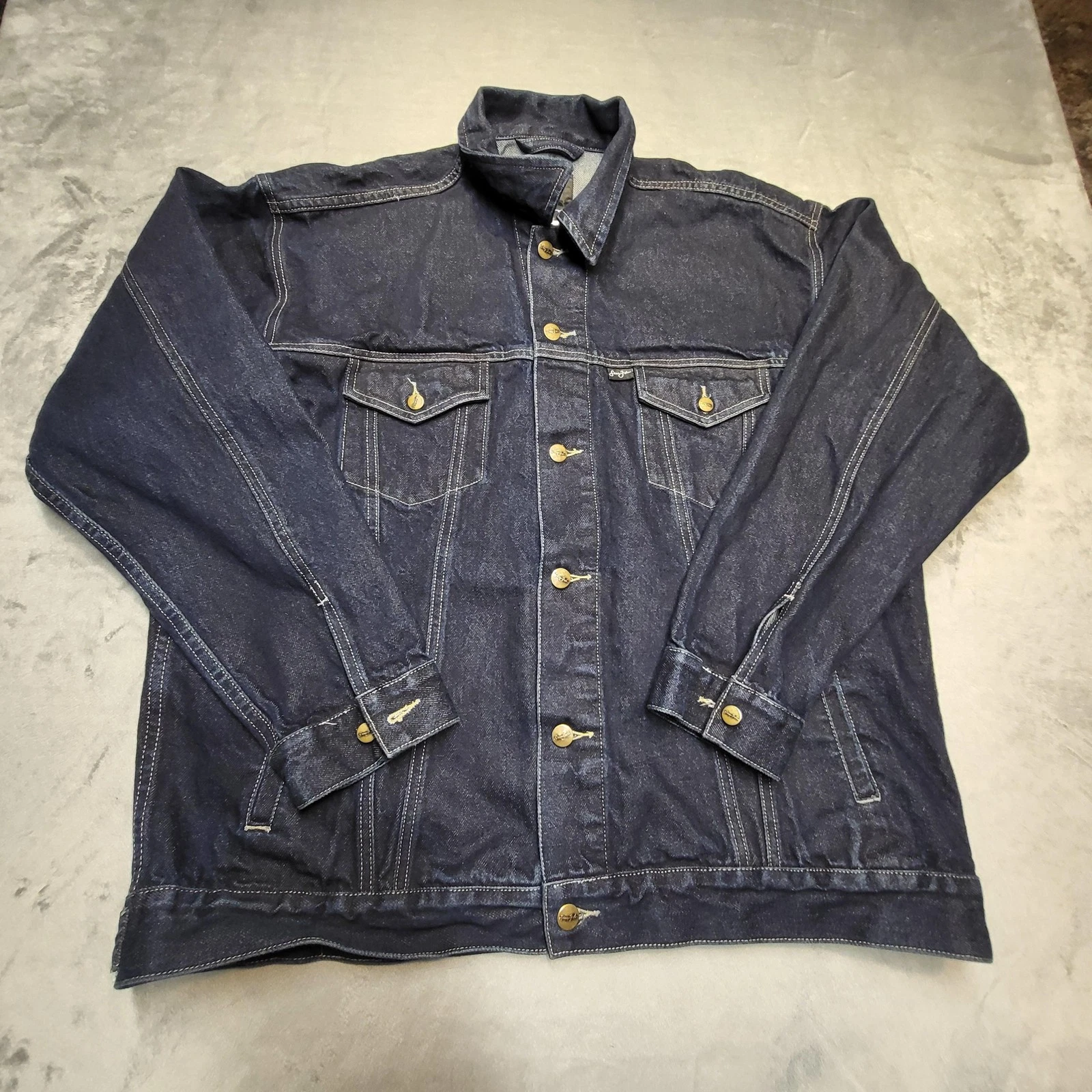 Sean John Denim Jacket Mens XL Blue Dark Wash Trucker Button Front 100% Cotton