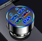 6-in-1 Multi-Port Adapter Car Charger with Display USB 3.0/3.1A Fast Charging