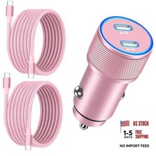 Apple MFi Certified iPhone 17 Car Charger Fast Dual USB-C Titanium Pink