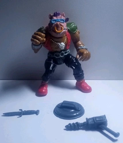 Vintage TMNT 1988 BEBOP Action Figure COMPLETE LOOSE Accessories Playmates