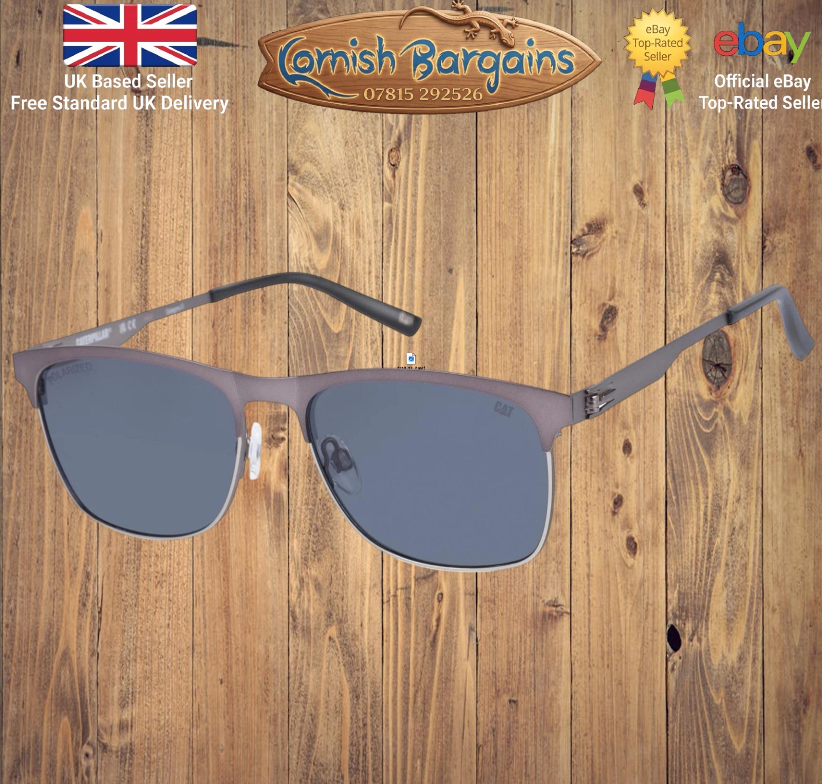 Caterpillar Sunglasses Men's Polarised CPS-8507 005P Matte Gunmetal/Solid Smoke