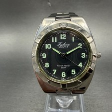 Citizen Q Q Falcon Watch Men 34mm Blac dial Silver Tone Round New Battery