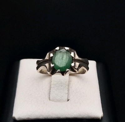 Smaragd Emerald Silberring Handgefertigt 925 Silber Silver Ring Handcrafted