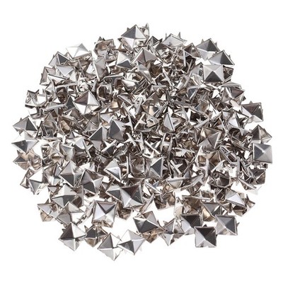 300PCS Studs for Clothing: 10mm Square Metal Spikes and Studs - Silver ...